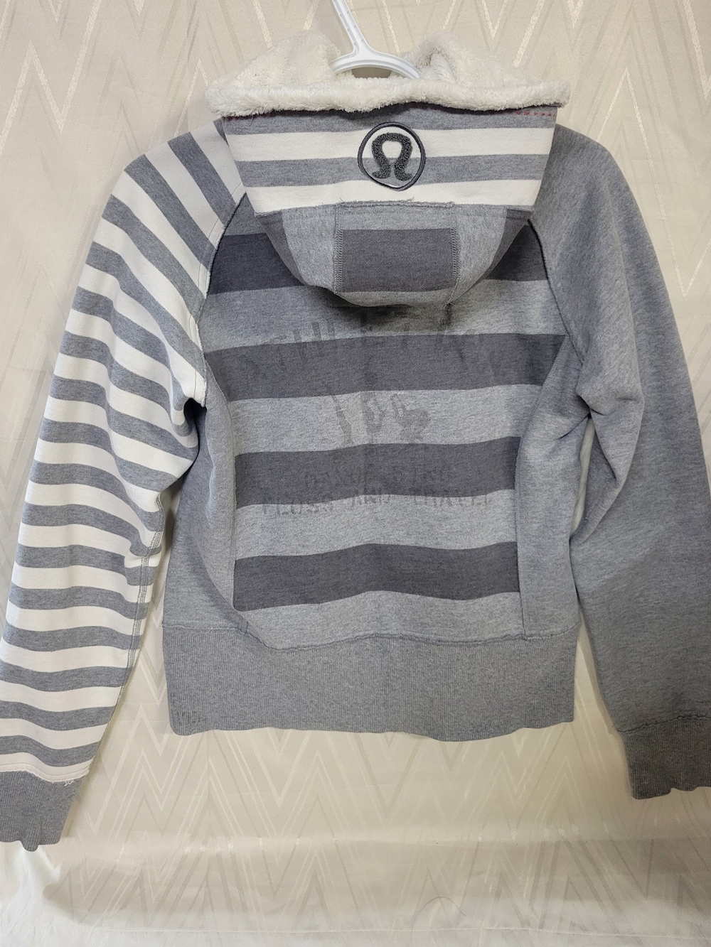 lululemon athletica Grey Striped Hooded Sweater